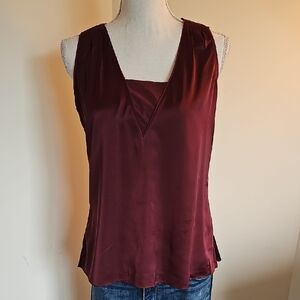 White House Black Market Deep Red Sleeveless Blouse